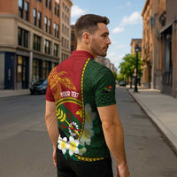 Personalised PNG Simbu Provins Zipper Polo Shirt Papua New Guinea Plumeria Melanesian Pattern LT14 - Polynesian Pride
