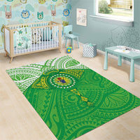 Cook Islands Manta Ray Area Rug Kuki Airani Tattoo Green Color LT14 - Polynesian Pride