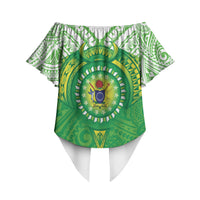 Cook Islands Manta Ray Off Shoulder Wrap Waist Top Kuki Airani Tattoo Green Color LT14 - Polynesian Pride