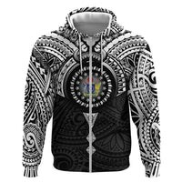 Cook Islands Manta Ray Hoodie Kuki Airani Tattoo Black Color LT14 Zip Hoodie Black - Polynesian Pride