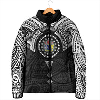 Cook Islands Manta Ray Padded Jacket Kuki Airani Tattoo Black Color LT14 - Polynesian Pride