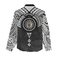 Cook Islands Manta Ray Women Casual Shirt Kuki Airani Tattoo Black Color LT14 - Polynesian Pride