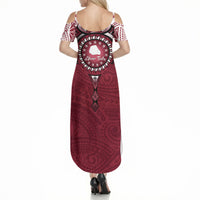 Personalised Cook Islands Mangaia Summer Maxi Dress Map With Kuki Airani Manta Ray Tattoo LT14 - Polynesian Pride