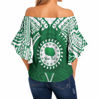 Personalised Cook Islands Rarotonga Off Shoulder Wrap Waist Top Map With Kuki Airani Manta Ray Tattoo LT14 - Polynesian Pride