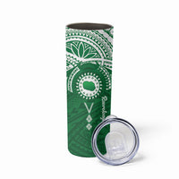 Personalised Cook Islands Rarotonga Skinny Tumbler Map With Kuki Airani Manta Ray Tattoo LT14 - Polynesian Pride