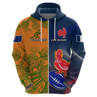 France And Australia Rugby Hoodie 2023 World Cup Le Bleus Wallabies Together LT14 - Polynesian Pride