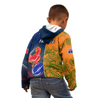 France And Australia Rugby Kid Hoodie 2023 World Cup Le Bleus Wallabies Together LT14 - Polynesian Pride