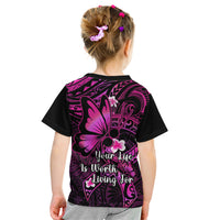 Polynesia Suicide Prevention Awareness Kid T Shirt Your Life Is Worth Living For Polynesian Pink Pattern LT14 - Polynesian Pride