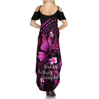 Polynesia Suicide Prevention Awareness Summer Maxi Dress Your Life Is Worth Living For Polynesian Pink Pattern LT14 - Polynesian Pride