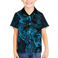 New Zealand Tuatara Hawaiian Shirt Aotearoa Maori Clematis Flowers - Blue LT14 - Polynesian Pride
