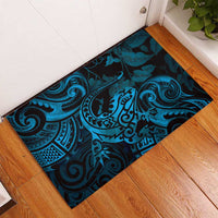 New Zealand Tuatara Rubber Doormat Aotearoa Maori Clematis Flowers - Blue LT14 - Polynesian Pride