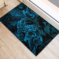 New Zealand Tuatara Rubber Doormat Aotearoa Maori Clematis Flowers - Blue LT14 - Polynesian Pride