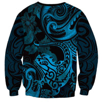 New Zealand Tuatara Sweatshirt Aotearoa Maori Clematis Flowers - Blue LT14 - Polynesian Pride