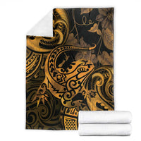 New Zealand Tuatara Blanket Aotearoa Maori Clematis Flowers - Gold LT14 - Polynesian Pride