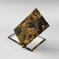 New Zealand Tuatara Canvas Wall Art Aotearoa Maori Clematis Flowers - Gold LT14 With Frame Gold - Polynesian Pride