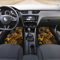 New Zealand Tuatara Car Mats Aotearoa Maori Clematis Flowers - Gold LT14 Set 2pcs - Front Gold - Polynesian Pride