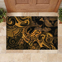 New Zealand Tuatara Rubber Doormat Aotearoa Maori Clematis Flowers - Gold LT14 Gold - Polynesian Pride