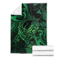 New Zealand Tuatara Blanket Aotearoa Maori Clematis Flowers - Green LT14 - Polynesian Pride