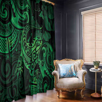 New Zealand Tuatara Window Curtain Aotearoa Maori Clematis Flowers - Green LT14 - Polynesian Pride