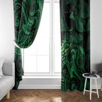 New Zealand Tuatara Window Curtain Aotearoa Maori Clematis Flowers - Green LT14 - Polynesian Pride