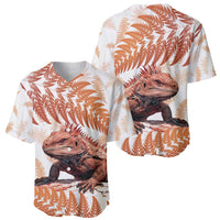 Red New Zealand Tuatara Baseball Jersey Aotearoa Sphenodon Punctatus Silver Fern