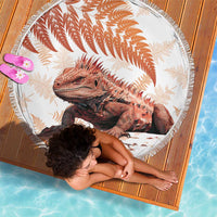 Red New Zealand Tuatara Beach Blanket Aotearoa Sphenodon Punctatus Silver Fern LT14 - Polynesian Pride