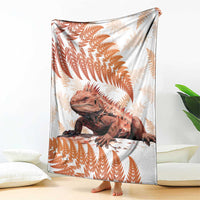 Red New Zealand Tuatara Blanket Aotearoa Sphenodon Punctatus Silver Fern LT14 - Polynesian Pride
