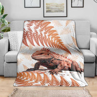 Red New Zealand Tuatara Blanket Aotearoa Sphenodon Punctatus Silver Fern LT14 - Polynesian Pride
