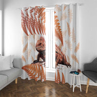 Red New Zealand Tuatara Window Curtain Aotearoa Sphenodon Punctatus Silver Fern LT14 With Grommets Red - Polynesian Pride