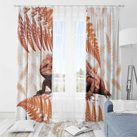Red New Zealand Tuatara Window Curtain Aotearoa Sphenodon Punctatus Silver Fern LT14 - Polynesian Pride