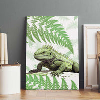 Green New Zealand Tuatara Canvas Wall Art Aotearoa Sphenodon Punctatus Silver Fern LT14 - Polynesian Pride