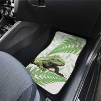 Green New Zealand Tuatara Car Mats Aotearoa Sphenodon Punctatus Silver Fern LT14 - Polynesian Pride