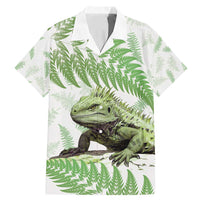Green New Zealand Tuatara Family Matching Mermaid Dress and Hawaiian Shirt Aotearoa Sphenodon Punctatus Silver Fern