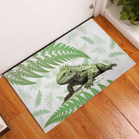Green New Zealand Tuatara Rubber Doormat Aotearoa Sphenodon Punctatus Silver Fern LT14 - Polynesian Pride