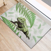 Green New Zealand Tuatara Rubber Doormat Aotearoa Sphenodon Punctatus Silver Fern LT14 - Polynesian Pride