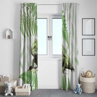 Green New Zealand Tuatara Window Curtain Aotearoa Sphenodon Punctatus Silver Fern LT14 - Polynesian Pride