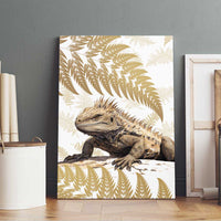 Gold New Zealand Tuatara Canvas Wall Art Aotearoa Sphenodon Punctatus Silver Fern LT14 - Polynesian Pride