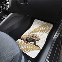 Gold New Zealand Tuatara Car Mats Aotearoa Sphenodon Punctatus Silver Fern LT14 - Polynesian Pride