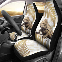 Gold New Zealand Tuatara Car Seat Cover Aotearoa Sphenodon Punctatus Silver Fern