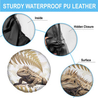 Gold New Zealand Tuatara Spare Tire Cover Aotearoa Sphenodon Punctatus Silver Fern LT14 - Polynesian Pride