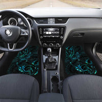 New Zealand Skink Car Mats Aotearoa Maori Mix Paua Shell LT14 Set 2pcs - Front Blue - Polynesian Pride