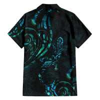 New Zealand Skink Family Matching Off The Shoulder Long Sleeve Dress and Hawaiian Shirt Aotearoa Maori Mix Paua Shell