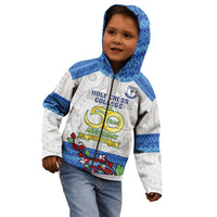 Fiji Holy Cross College Kid Hoodie Happy 50th Anniversary Fijian Tagimoucia Tapa Pattern LT14 - Polynesian Pride