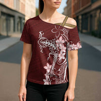 Oxblood Hawaii Cross Shoulder Shirt Hammerhead Shark Tattoo Curve Polynesian - Polynesian Pride