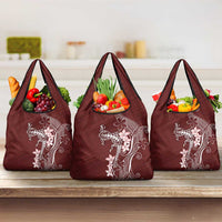 Oxblood Hawaii Grocery Bag Hammerhead Shark Tattoo Curve Polynesian LT14 3-pack One Size Oxblood - Polynesian Pride