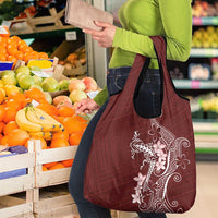 Oxblood Hawaii Grocery Bag Hammerhead Shark Tattoo Curve Polynesian LT14 - Polynesian Pride