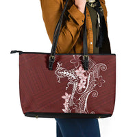 Oxblood Hawaii Leather Tote Bag Hammerhead Shark Tattoo Curve Polynesian LT14 - Polynesian Pride