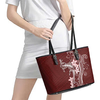 Oxblood Hawaii Leather Tote Bag Hammerhead Shark Tattoo Curve Polynesian LT14 - Polynesian Pride