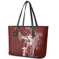 Oxblood Hawaii Leather Tote Bag Hammerhead Shark Tattoo Curve Polynesian LT14 - Polynesian Pride