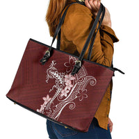 Oxblood Hawaii Leather Tote Bag Hammerhead Shark Tattoo Curve Polynesian LT14 - Polynesian Pride